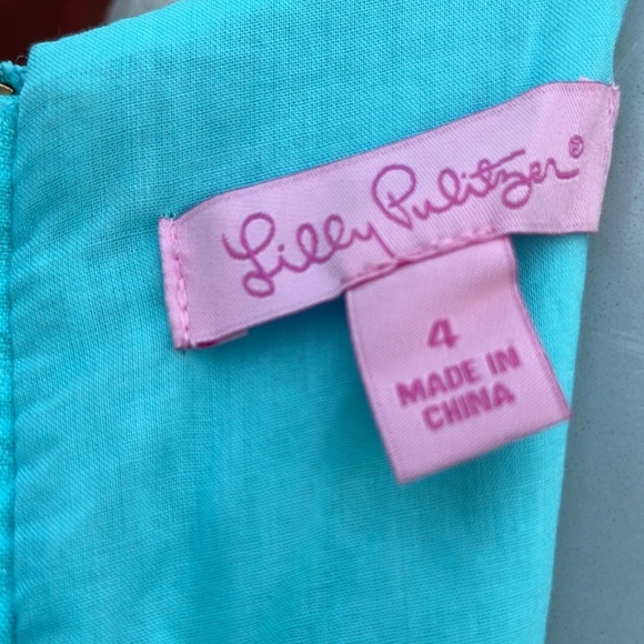 Lilly Pulitzer Annabelle Shift Shorely Blue Gold Lace Dress Size 4 - Picture 11 of 14